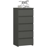 Akord ? commode �troite 5 tiroirs ? fa�ade graphite brillant ? panneau stratifi� ? dimensions 40x35x92 ...