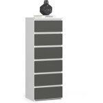 Commode akord cl6 blanche 40 cm 6 tiroirs fa�ade gris graphite 40x35x109 cm