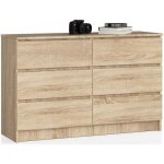 Akord ? commode 120 cm ch�ne sonoma ? 6 tiroirs ? panneau lamin� kronospan ? dimensions 120x40x77 cm ...