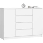 Akord - commode k140 blanche 138 cm 2 portes 4 tiroirs faade blanche 4 tagres 138x40x99 cm