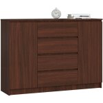 Akord - commode k140 weng� 138 cm 2 portes 4 tiroirs fa�ade weng� 4 �tag�res 138x40x99 cm