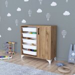 Commode aurland avec 5 paniers de rangement 79 x 77 x 30 cm effet chne [en. casa]