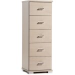 Commode b�b� 5 tiroirs en ch�ne blanchi 32x32x93 cm