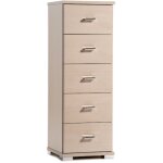 Commode b�b� 5 tiroirs en ch�ne blanchi 32x32x93 cm
