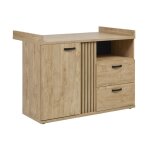 Meublorama - commode bb robuste avec table  langer intgre coloris chne dor collection tommy.