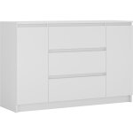 Commode : blanc mat, 120 � 39 � 78 cm, 2 portes, 3 tiroirs