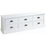 Commode en bois massif et mdf laqu blanc - longueur 115 x hauteur 40 x profondeur 30 cm - pegane -