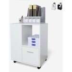 Commode de bureau basse �tag�re porte - documents avec roues dundee - blanc