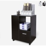 Commode de bureau basse �tag�re porte - documents avec roues dundee - noir