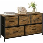 Commode chambre 100x30x54cm, en bois d'ing�nierie, cadre en m�tal, meuble de rangement, armoire � 2 niveaux, ...