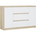 Commode : ch�ne sonoma / blanc mat, 120 � 39 � 78 cm, 2 portes, 3 tiroirs