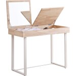 Pegane - commode coiffeuse avec miroir en bois et mtal coloris naturel / blanc - longueur 100 x profondeur ...
