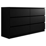Mirjan24 ? commode 6 tiroirs noire 77x138x40cm ? stratifi� durable ? fabriqu�e en union europ�enne ? ...