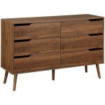 Sweeek - commode dcor bois de noyer. 6 tiroirs. pieds en pin massif