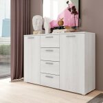 Meublorama - commode design 2 portes et 4 tiroirs 130cm. collection floyd effet bois blanc Meublorama - commode design 2 portes et 4 tiroirs 130cm. collection floyd effet bois blanc