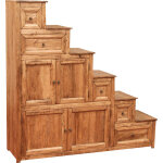 Biscottini - commode escalier avec tiroirs rustique style en bois massif de tilleul finition naturelle ...