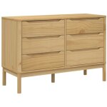 Commode floro cire marron bois de pin massif