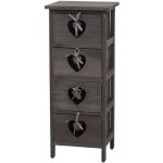 Hhg - jamais utilis] commode forli, armoire  tiroirs, 4 tiroirs avec c?urs 70x29x25cm, look shabby, ...