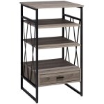 Beliani - commode haute de 102 cm au style industriel en mtal noir et panneau  particule de bois marron ...