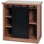 Commode hhg 119, armoire tagre, porte coulissante 5 compartiments de rangement, aspect bois mtal industriel ...