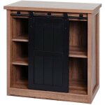 Commode hwc - k75 - armoire �tag�re - porte coulissante 5 compartiments de rangement - aspect bois m�tal ...