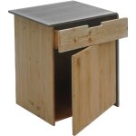 Commode hwc - l76 - table de chevet d'appoint - bois massif industriel certifi mvg 60x50x40cm - naturel ...