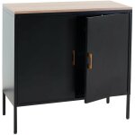 Commode hwc - l84, armoire buffet, 2 portes m�tal 90x90x40cm, m�lamin� noir