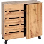 Commode hwc - m46, armoire sideboard buffet highboard, 2 portes 88x80x34cm, teinte naturelle