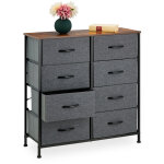 Commode, hxlxp: 81, 5x80x30 cm, mtal, effet bois, 8 tiroirs tissu, bahut style industriel, buffet, gris ...