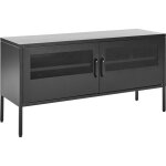 Commode industrielle moderne acier 2 portes grillag�es rangement noir morley
