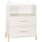 Les tendances - commode  langer sur pieds en bois blanc