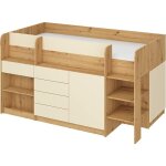 Bim furniture - commode de lit mobile avec bureau sourire p 204x 112x112cm ct droit chne crme