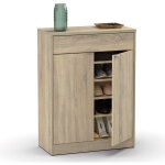 Pegane - commode meuble � chaussures coloris cambrian - hauteur 101 x longueur 75 x profondeur 36 cm