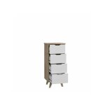 Commode - meuble chiffonnier 4 tiroirs - en panneaux de particules - dcor chene et blanc - contemporain ...