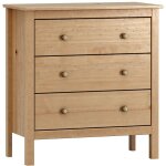 Commode, meuble de rangement avec 3 tiroirs coloris ch�ne cambrian - longueur 76 x profondeur 40 x hauteur ...
