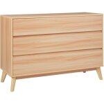 Beliani - commode moderne 3 tiroirs panneau de particules pieds en pin bois clair sardis