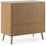 Vs venta - stock ? commode de nuit 3 tiroirs ch�ne ? largeur 80 cm ? finition sci�e ? poign�es m�tal ...