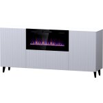 Commode pafos 180 cm blanc mat + chemine lectrique