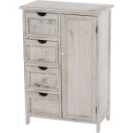 D�coshop26 - commode petit meuble de rangement style vintage 82x55x30cm blanc vieilli 040002489
