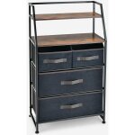Commode de rangement � 4 tiroirs, tour de rangement en tissu avec 2 �tag�res ouvertes, cadre m�tallique ...