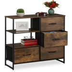 Commode de style industriel, hlp 71, 5 x 84 x 32, 5 cm, métal, aspect bois, avec 4 tiroirs, buffet, marron ... Commode de style industriel, hlp 71, 5 x 84 x 32, 5 cm, métal, aspect bois, avec 4 tiroirs, buffet, marron ...