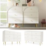 Okwish - commode  tiroirs avec 6 tiroirs, buffet haut blanc pour chambres et tous les salons, blanc ...