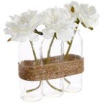 Ac - deco - composition 3 roses artificielles vase verre h24, 5cm - atmosphera crateur d'intrieur