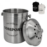 Linxor - composteur, bac, poubelle  compost de cuisine 5l rond en inox - gris