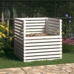 Composteur blanc 100x100x102 cm bois massif de pin Composteur blanc 100x100x102 cm bois massif de pin