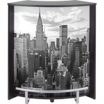 Comptoir de bar noir et imprim new york snack 96cm