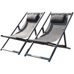 Concept - usine - lot de 2 transats alu gris tevata