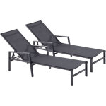 Concept - usine - lot de 2 transats de jardin gris / noir bari - gris / noir