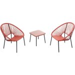 Set de 2 fauteuils + table basse terracota acapulco