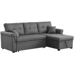 Concept - usine - canap d'angle droit convertible 4 places en tissu gris clair toronto